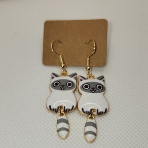 Cute Cat Earrings with Gold‎ Accents